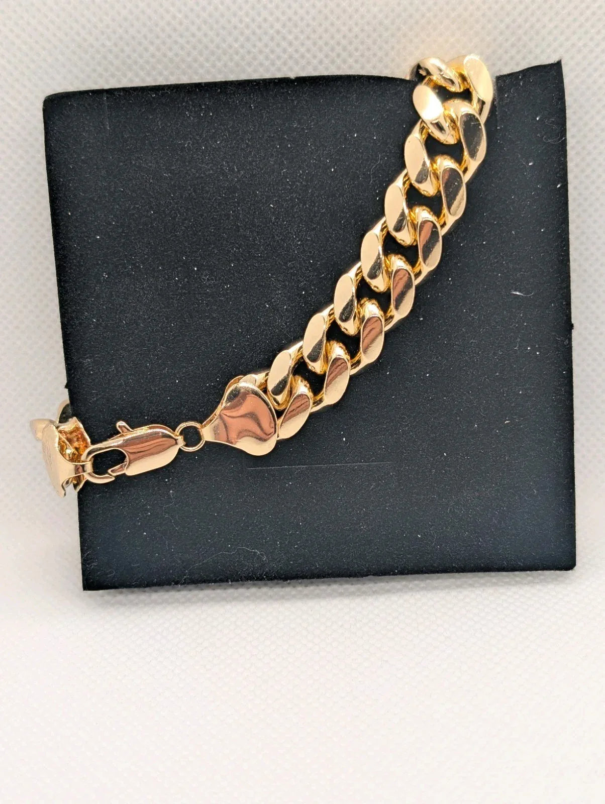 Men's 18k Gold Plated Curb Cuban Chain Link Bracelet - NumisFind