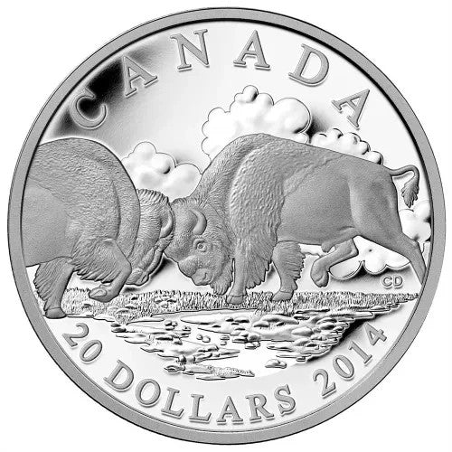 Canada 2014 $20 The Bison: The Fight  Silver Coin 1 Oz.0