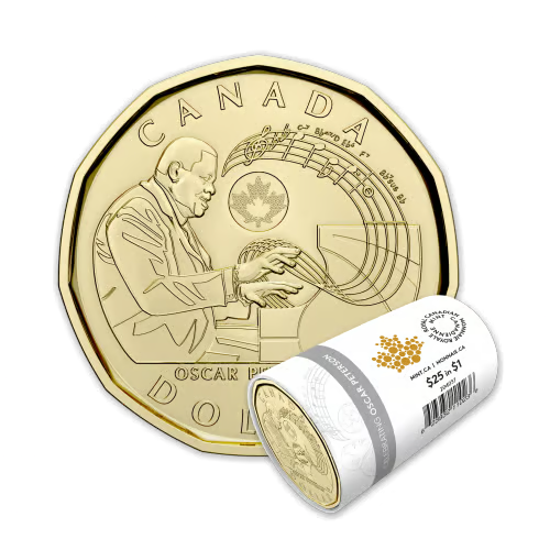 Canada 2022 Oscar Peterson 1 Dollar Non-Coloured Canadian Loonie mint roll0