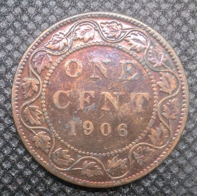 1906 CANADA LARGE CENT PENNY COIN - Cleaned G details with beautiful luster0