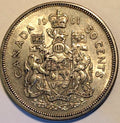1961 Canadian 50 Cents .800 Silver Half Dollar Queen Elizabeth II - NumisFind