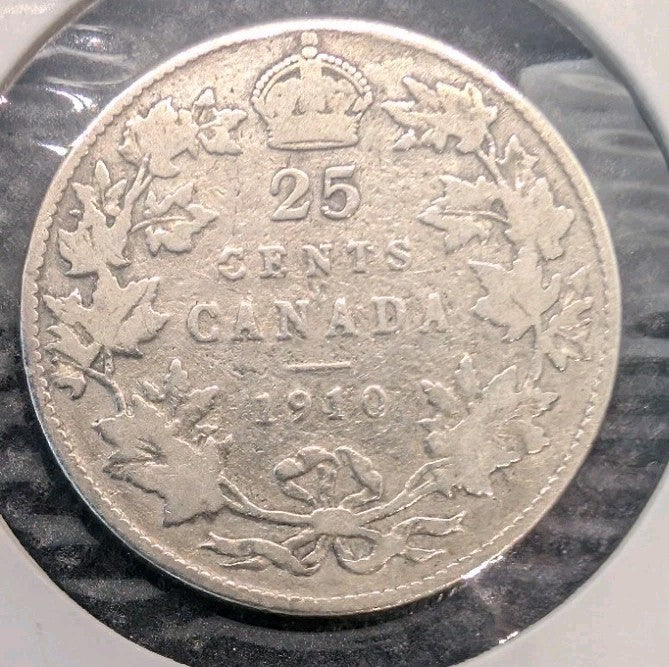 1910 Canada 25 Cents Silver Quarter G4 - Edward VII - KM#11- 92.5% Silver0