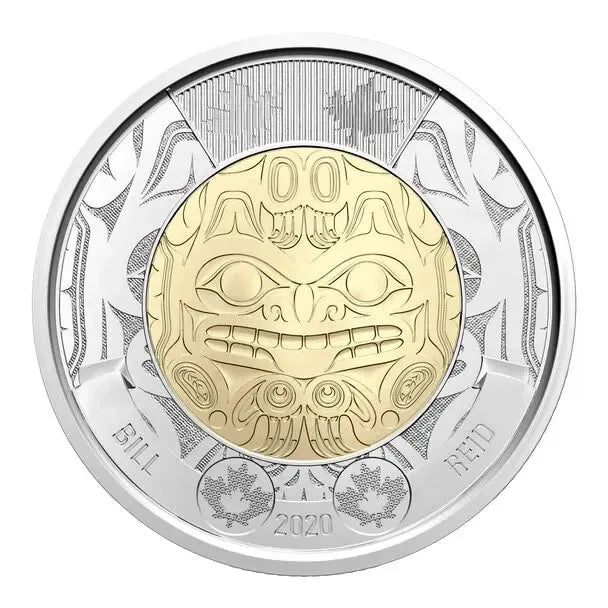 Canada $2 Dollars Coin Bill REID Haida Grizzly Art Toonie 2020 non coloured - NumisFind