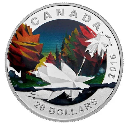 2016 $20 Fine Silver Coin - Geometry In Art - The Maple Leaf - NumisFind