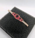 14K Gold Plated 925 Womens Bangle Bracelet With Pink & Clear Stones0