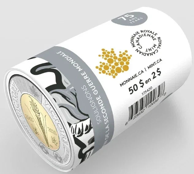 NEW ! 2020 WWII Victory Toonie $2 No Color Canada Special Wrap RCM Roll - NumisFind