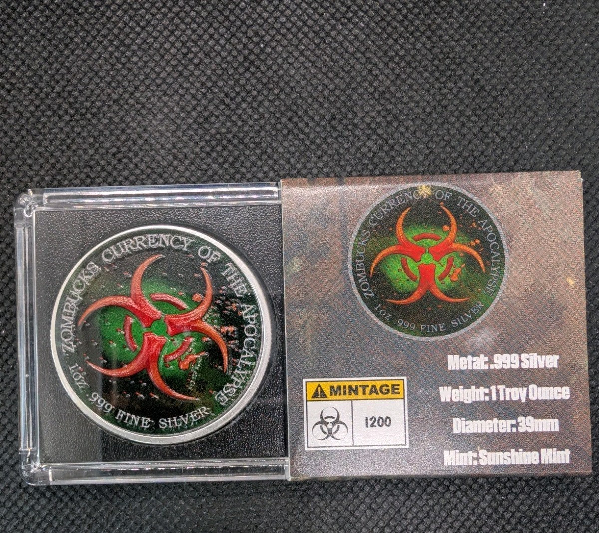 1 oz. Pandamonium #1 Zombucks Colorized World Series round .999 fine silver1