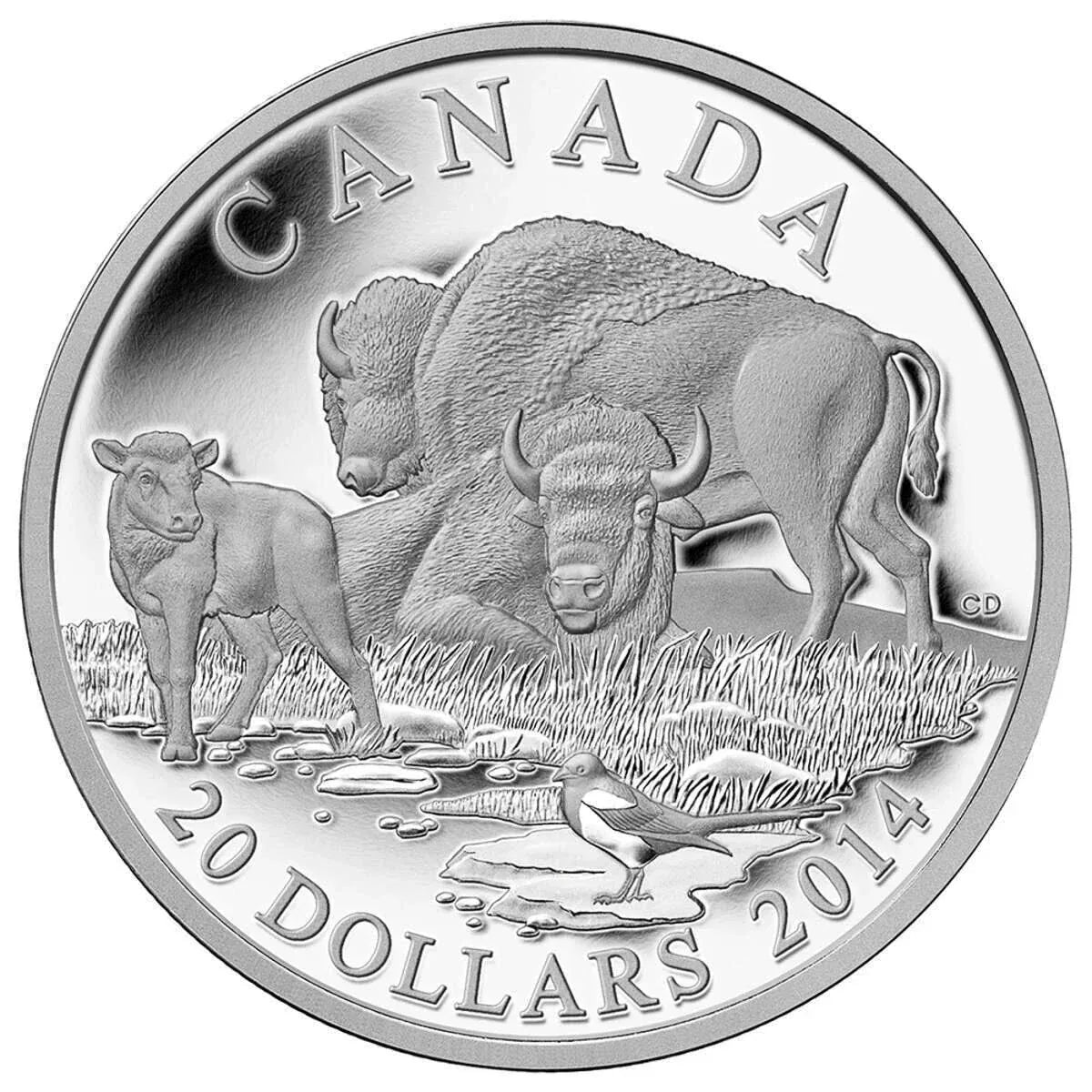 2014 $20 The Bison: A Family at Rest - Pure Silver Coin - NumisFind