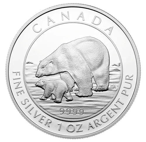 2015 Fine Silver 1oz Proof $5 Polar Bear And Cub - NumisFind