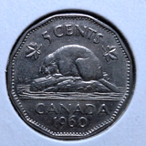 1960 Canada 5 Cent George VI Canadian  Nickel Coin Five Cents0
