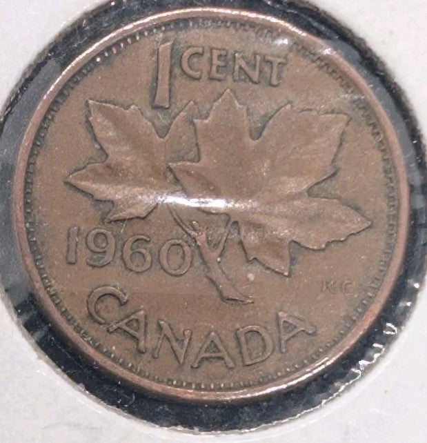 1960 Canada Small Cent Canadian 1 penny coin0