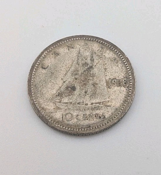 1938 Canadian Silver 10 cent Dime King George V0
