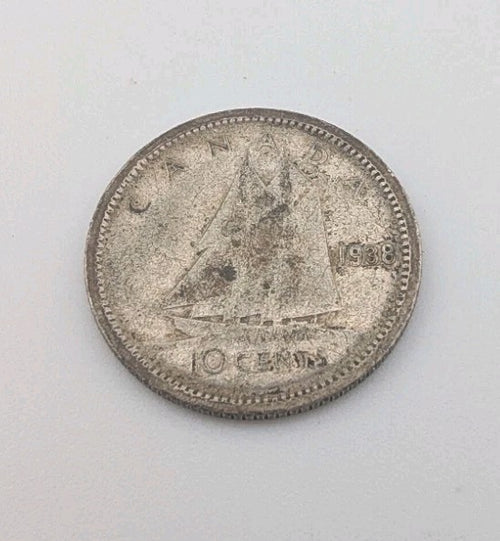 1938 Canadian Silver 10 cent Dime King George V0