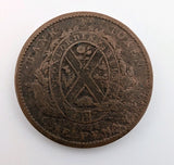 Province Of Canada Quebec Bank 1837 1c Copper Penny Token One Penny/Deux sous0