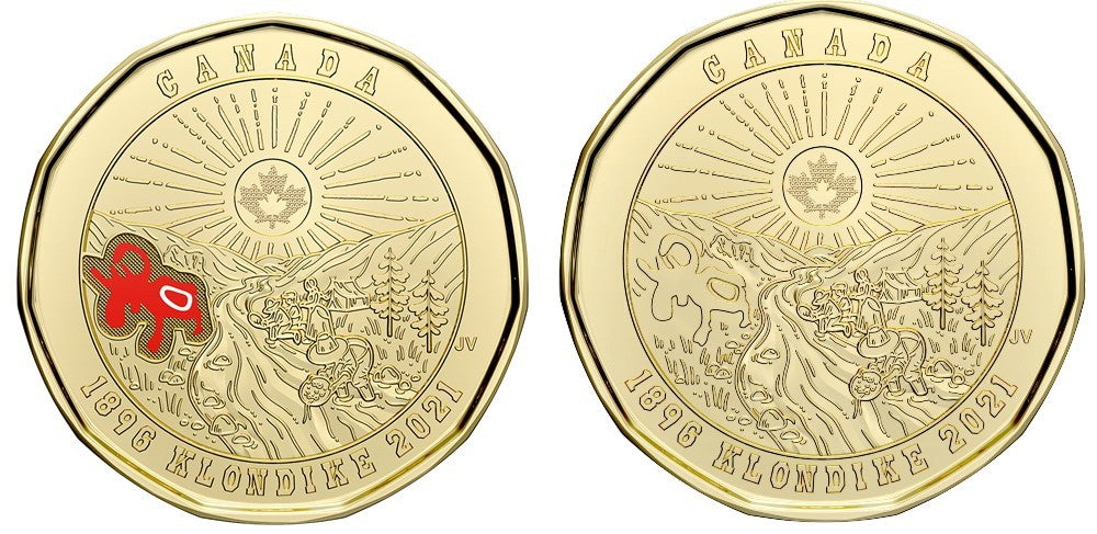BU Canada 1896-2021 Klondike Gold Rush - Plain & Coloured - $1 dollar loonie0