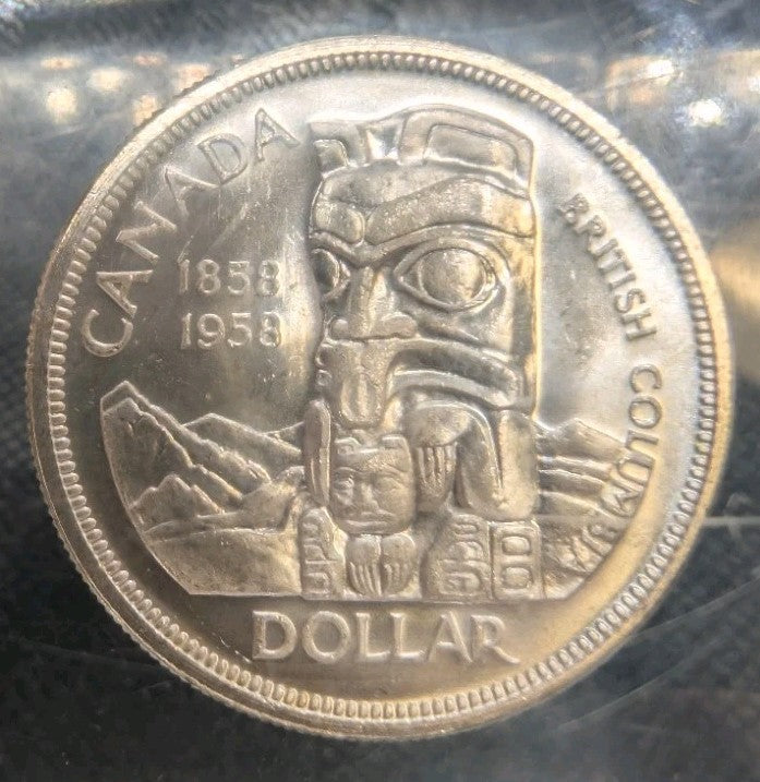 1958 Canada Silver Dollar In epoxy cube - Perfect Condition - Desk weight2
