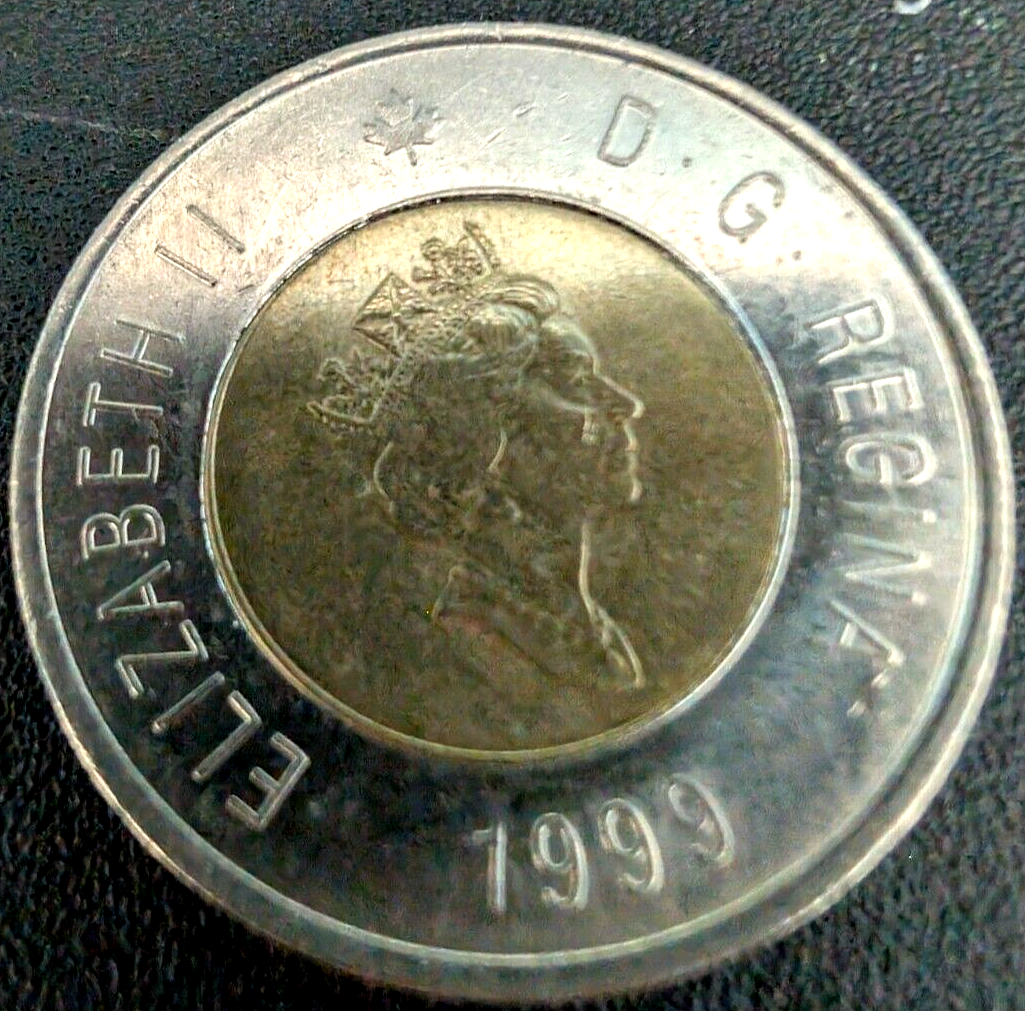 1999 Nunavut Canada two dollar $2 toonie - Circulated2