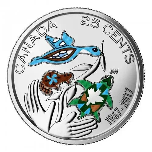 Canada 2017 BU Quarter Colour 25 Cent Twenty-Five Cents Hope for a Green Future - NumisFind