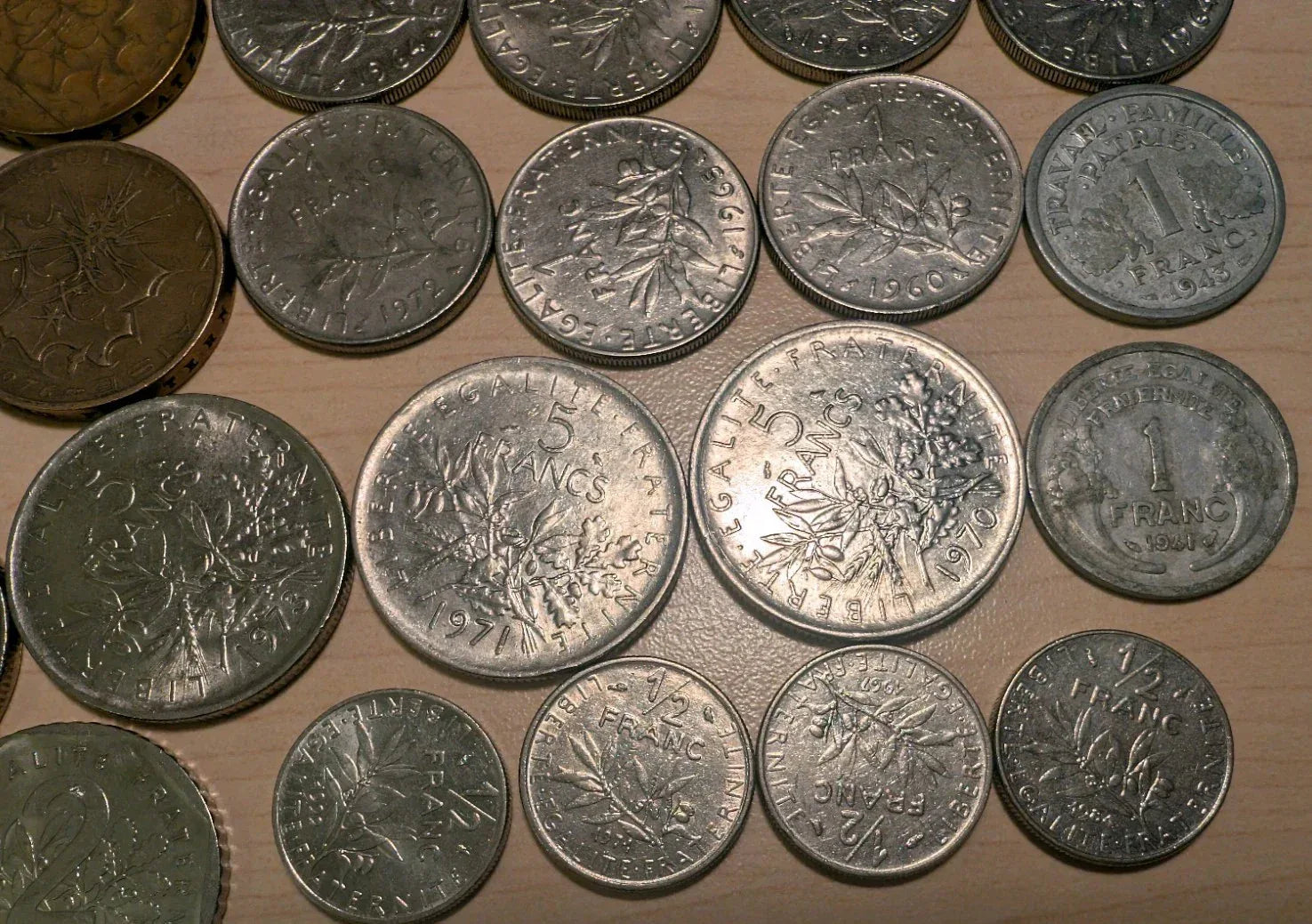French Franc Coins : Lot of 27 Coins : 1941 - 1982 - 102 Francs Face Value - NumisFind
