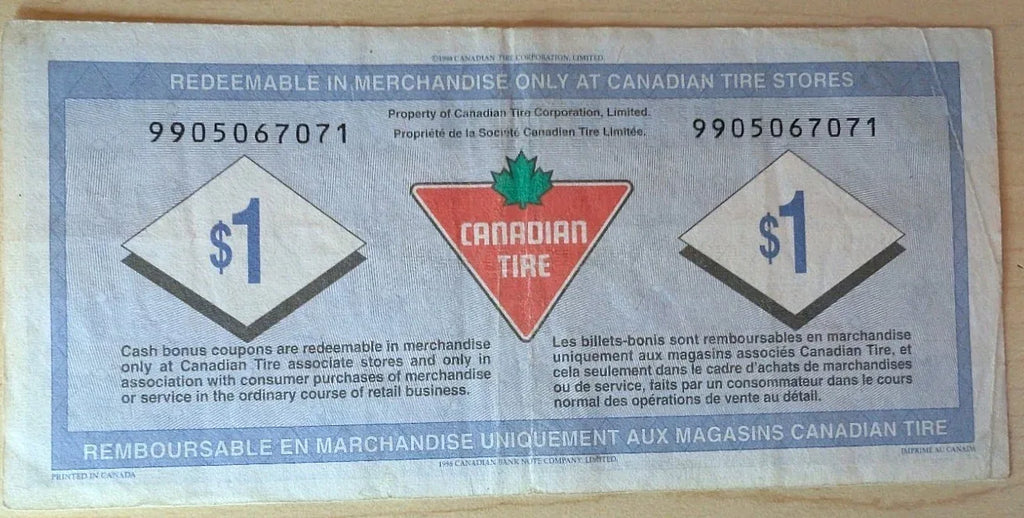 1998 Canadian Tire One 1 Dollar Coupon. NICE COUPON. - NumisFind