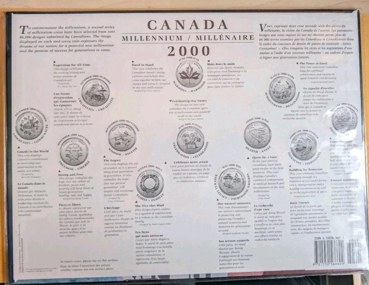 Canada 2000 Millennium Designs BU 12 Coin Quarter Set in Cardboard!! - NumisFind