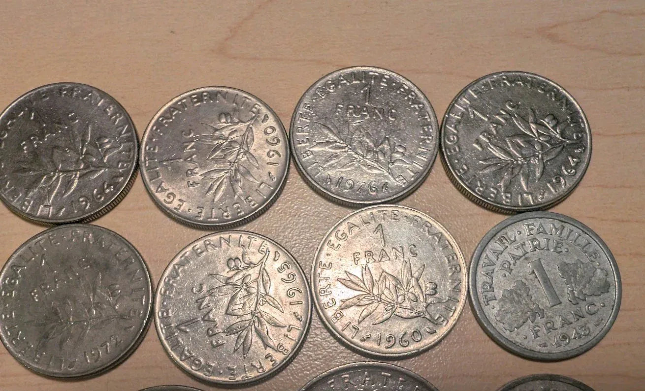 French Franc Coins : Lot of 27 Coins : 1941 - 1982 - 102 Francs Face Value - NumisFind