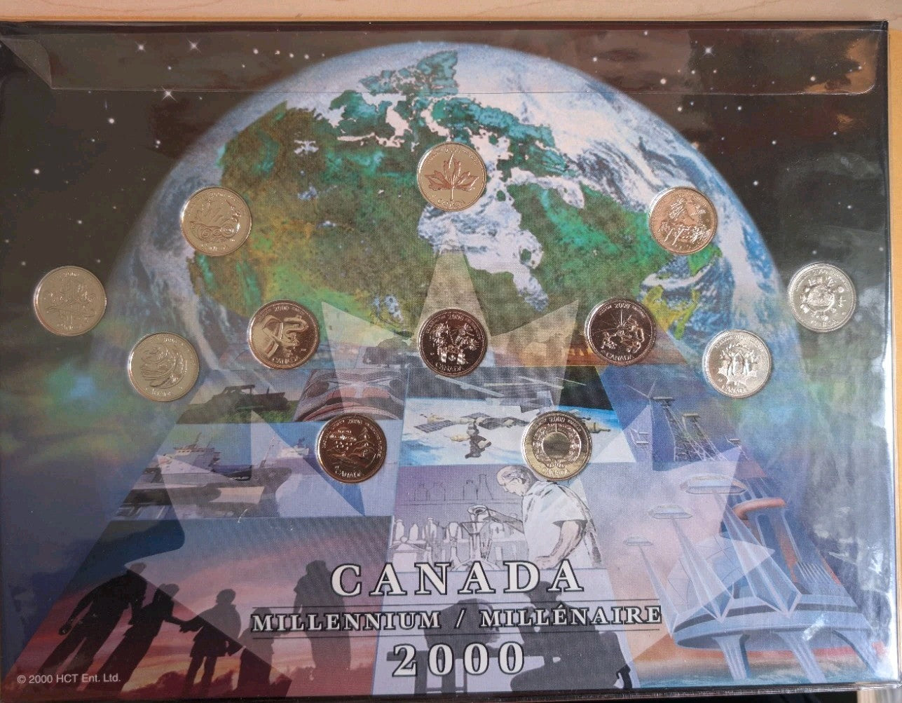 Canada 2000 Millennium Designs  BU 12 Coin Quarter Set in Cardboard!!0