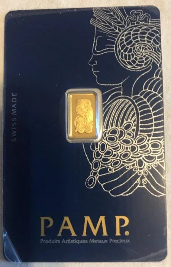 1g .999 fine Gold PAMP Bullion Bar. Solid pure 24k gold for investment/gift - NumisFind