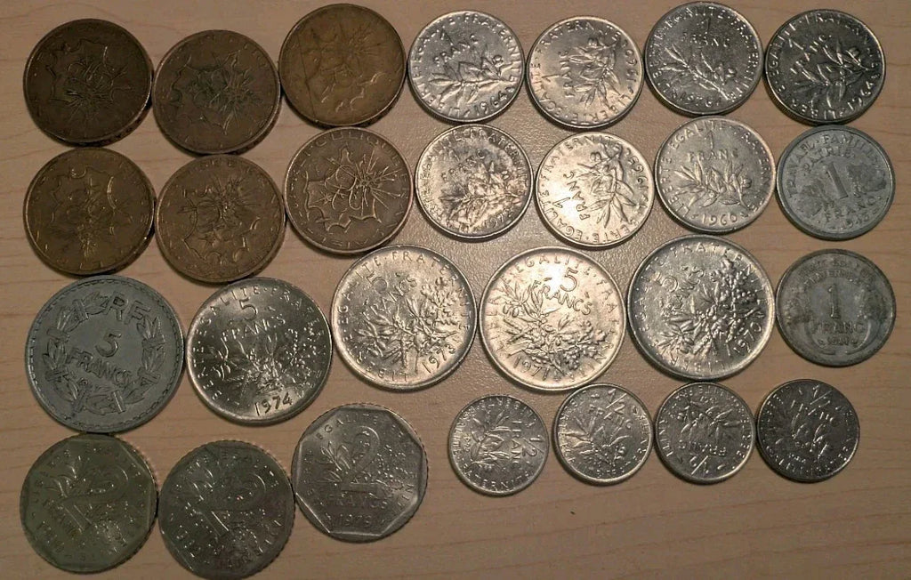 French Franc Coins : Lot of 27 Coins : 1941 - 1982 - 102 Francs Face Value - NumisFind