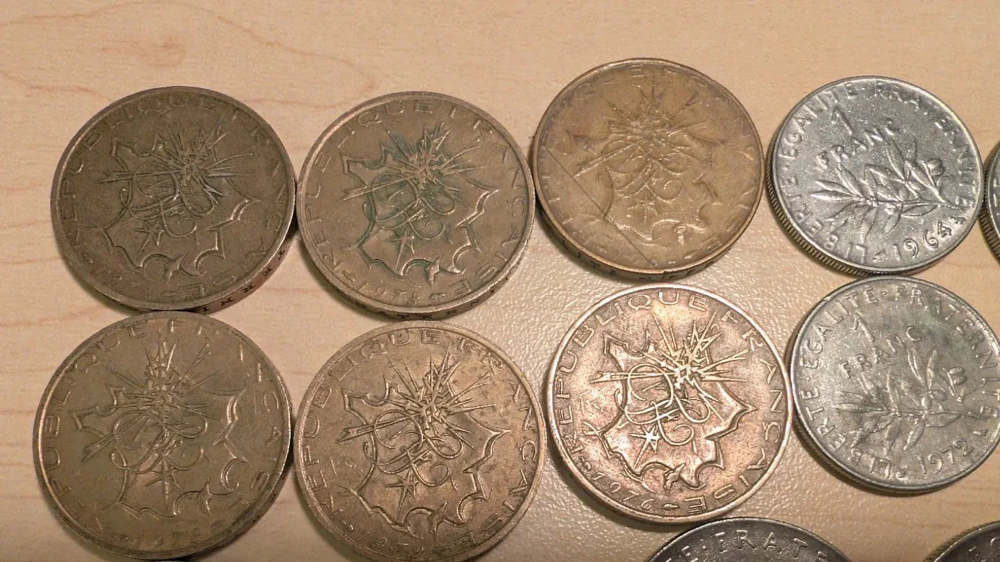 French Franc Coins : Lot of 27 Coins : 1941 - 1982 - 102 Francs Face Value - NumisFind