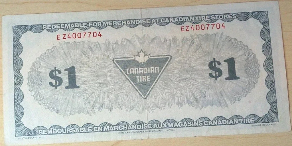 1985 Canada Tire Money 1 $ Bill - NumisFind