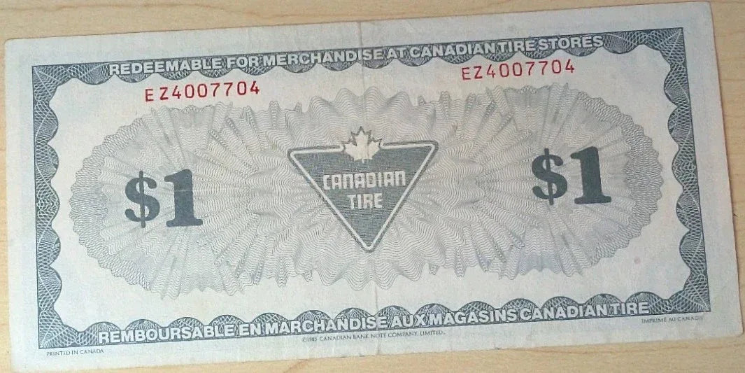 1985 Canada Tire Money 1 $ Bill - NumisFind
