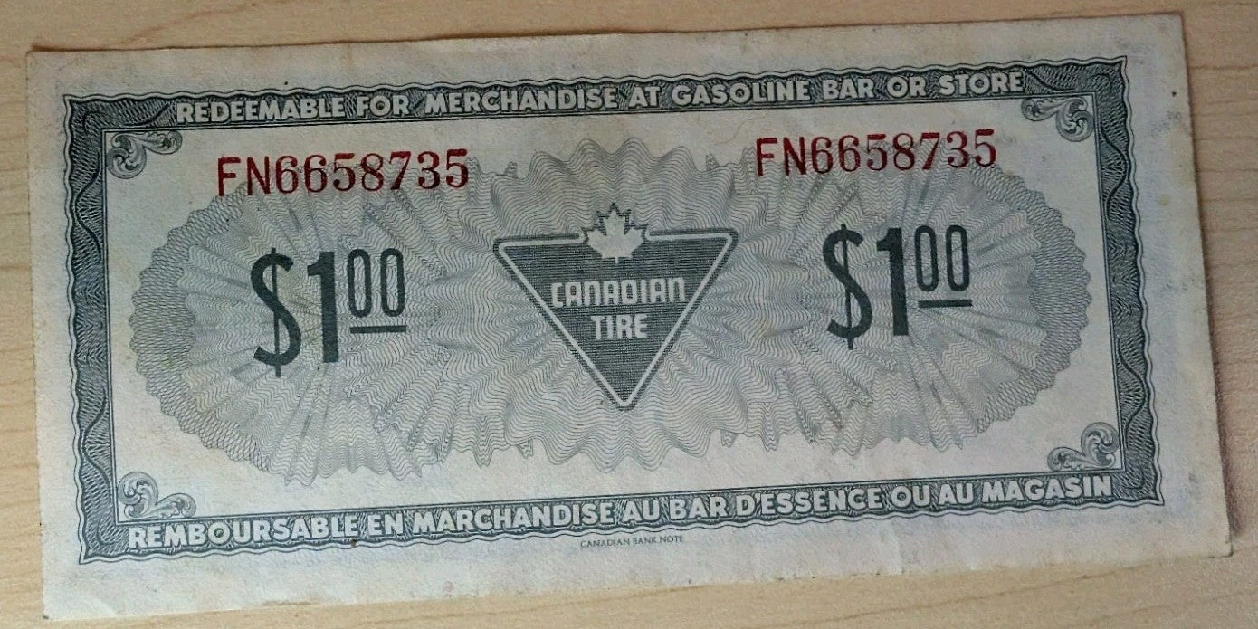 Canadian Tire Money, 1987 $1 note1