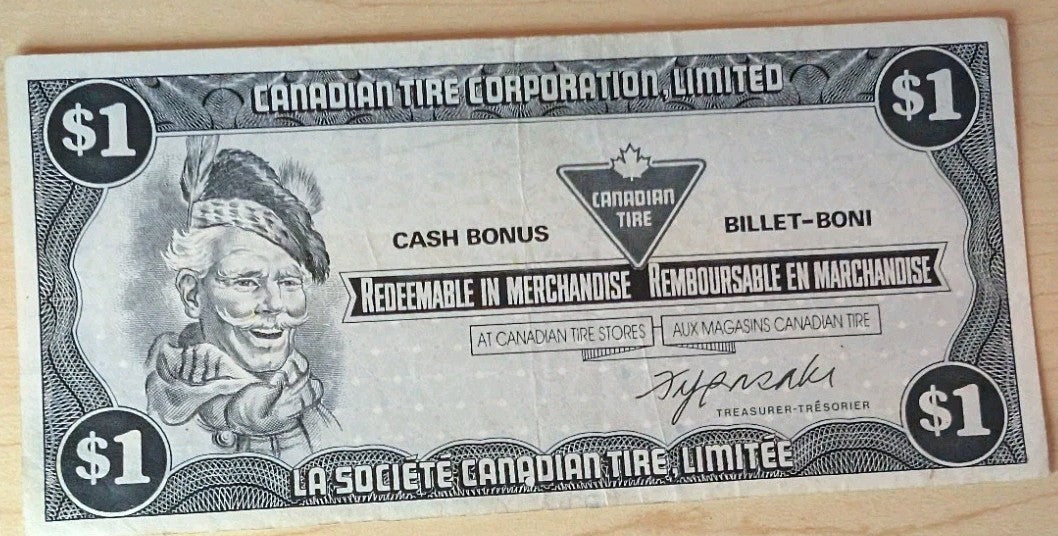 1985 Canada Tire Money 1 $ Bill0